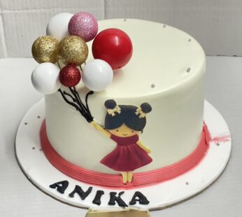 Cute Balloon Girl Cake