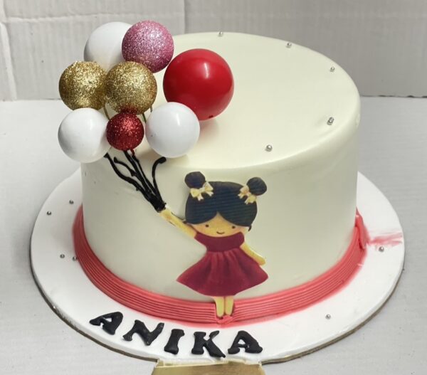 Cute Balloon Girl Cake