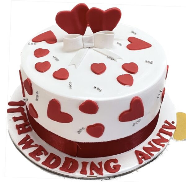 Red Heart & Pearl Cake