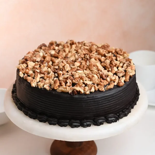 Chocolate Walnut Topped Cake