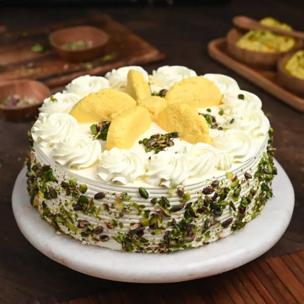 Rasmalai Pista Whipped Cream Cake