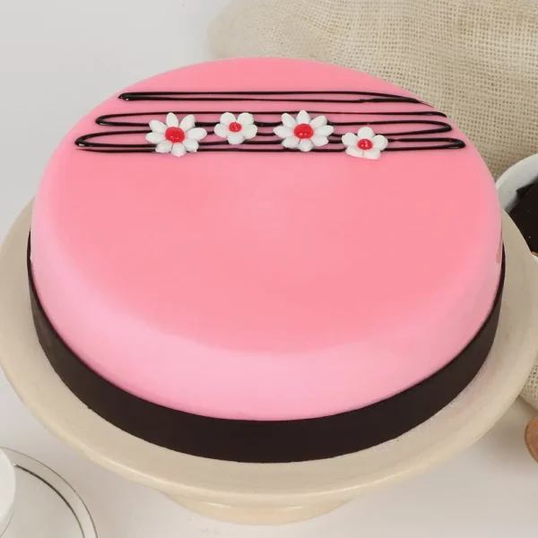 Floral Design Pink Strawberry Cake